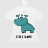 Blauwe Gelukkige Hippo Ornament (voorkant)