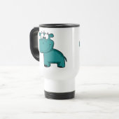 Blauwe Gelukkige Hippo Reisbeker (Voorkant links)