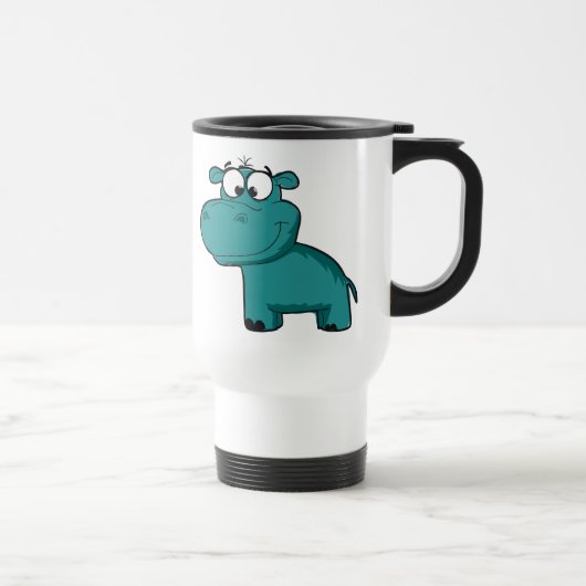 Blauwe Gelukkige Hippo Reisbeker (Rechts)