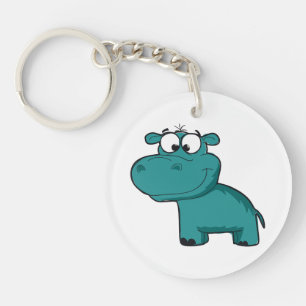 Blauwe Gelukkige Hippo Sleutelhanger