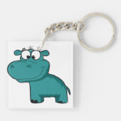 Blauwe Gelukkige Hippo Sleutelhanger (Achterkant)