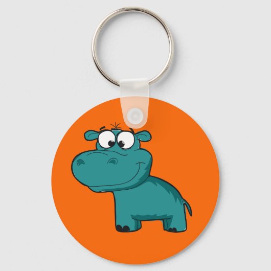 Blauwe Gelukkige Hippo Sleutelhanger (Voorkant)