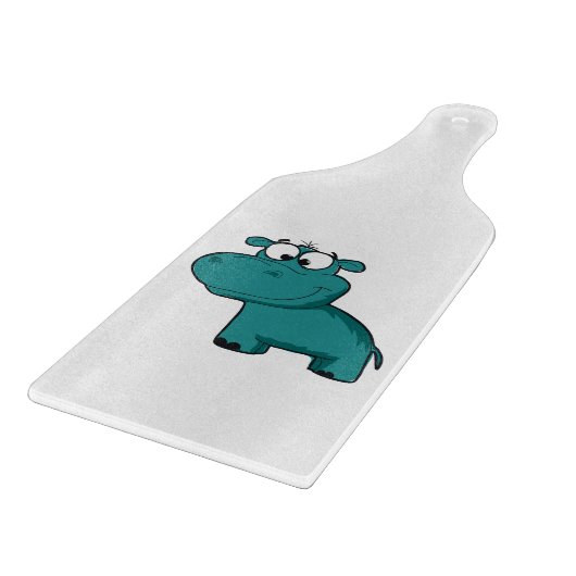 Blauwe Gelukkige Hippo Snijplank (Hoek)