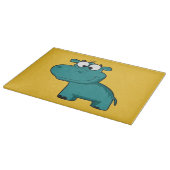 Blauwe Gelukkige Hippo Snijplank (Hoek)