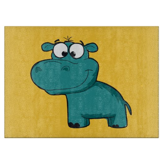 Blauwe Gelukkige Hippo Snijplank (Voorkant)