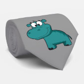 Blauwe Gelukkige Hippo Stropdas (Opgerold)