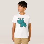 Blauwe Gelukkige Hippo T-shirt (Voorkant volledig)