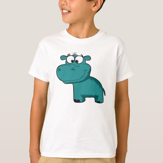 Blauwe Gelukkige Hippo T-shirt (Voorkant)