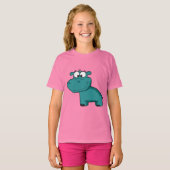 Blauwe Gelukkige Hippo T-shirt (Voorkant volledig)