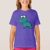Blauwe Gelukkige Hippo T-shirt (Voorkant)