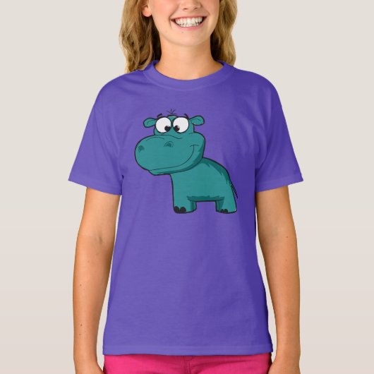 Blauwe Gelukkige Hippo T-shirt (Voorkant)