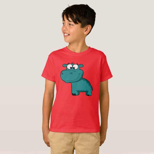 Blauwe Gelukkige Hippo T-shirt (Voorkant volledig)