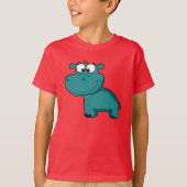 Blauwe Gelukkige Hippo T-shirt (Voorkant)