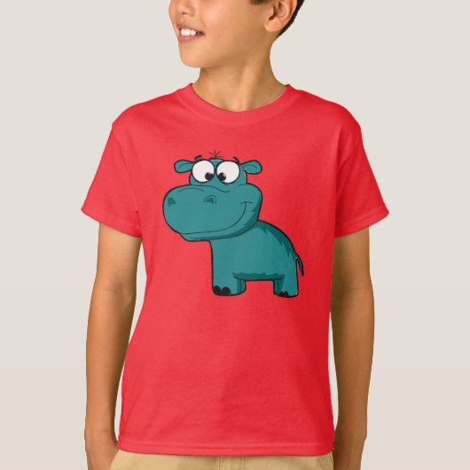 Blauwe Gelukkige Hippo T-shirt (Voorkant)