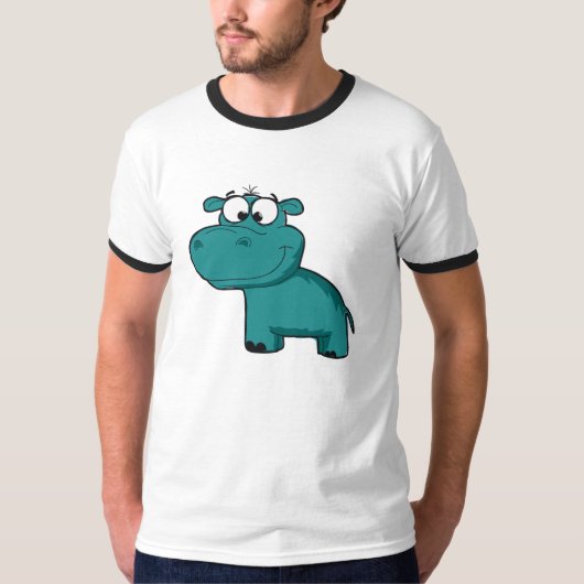 Blauwe Gelukkige Hippo T-shirt (Voorkant)