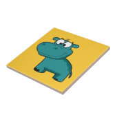Blauwe Gelukkige Hippo Tegeltje (Zijkant)