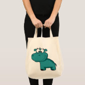 Blauwe Gelukkige Hippo Tote Bag (Voorkant (product))