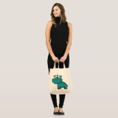 Blauwe Gelukkige Hippo Tote Bag (Voorkant (model))