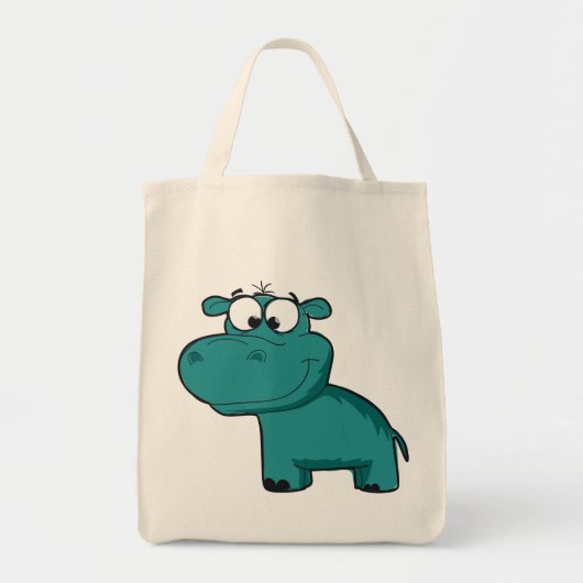 Blauwe Gelukkige Hippo Tote Bag (Voorkant)