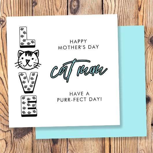 Blauwe, gelukkige Moederdag van de kattenpil Kaart