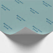 Blauwe gelukkige vaderdag beste vader ooit tekstna cadeaupapier (Hoek)