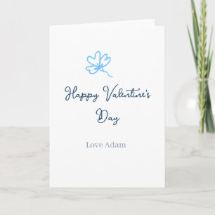 Blauwe gelukkige Valentijnsdag liefdesnaam bloem r Kaart