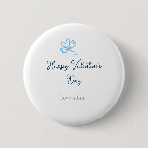 Blauwe gelukkige Valentijnsdag liefdesnaam bloem r Ronde Button 5,7 Cm