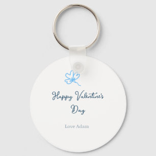 Blauwe gelukkige Valentijnsdag liefdesnaam bloem r Sleutelhanger