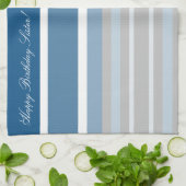 Blauwe gelukkige verjaardag zus theedoek (Gevouwen)