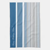 Blauwe gelukkige verjaardag zus theedoek (Verticaal)