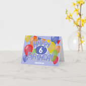 blauwe , gelukkige verjaardagscadeaus met ballonne kaart (Gele Bloem)