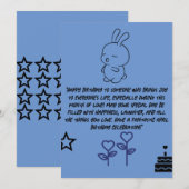 blauwe , gelukkige verjaardagskaart in mars met bu feestdagenkaart (Voorkant / Achterkant)