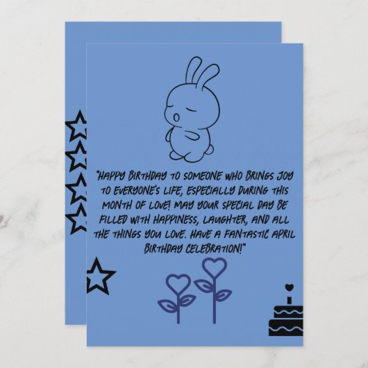 blauwe , gelukkige verjaardagskaart in mars met bu feestdagenkaart (Voorkant / Achterkant)