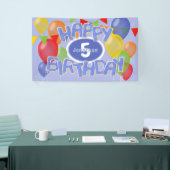 Blauwe Gelukkige Verjaardagsknipsel koekjes ballon Spandoek (Beurs)