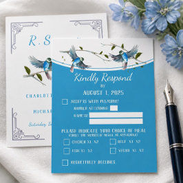 Blauwe Geluksbode RSVP / Antwoordkaart Kaartje
