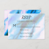 Blauwe gemarmerde buitenruimte Abstracte RSVP (Voorkant / Achterkant)