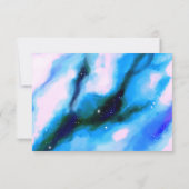 Blauwe gemarmerde buitenruimte Abstracte RSVP Kaartje (Achterkant)