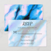 Blauwe gemarmerde buitenruimte Abstracte RSVP Kaartje (Voorkant / Achterkant)