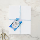 Blauwe gemarmerde buitenruimte Abstracte weduwen B Cadeaulabel (Met Touw)