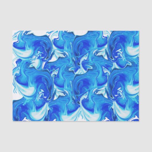 Blauwe gemarmerde textuur, rijke ebrustechniek tissuepapier (Voorkant)