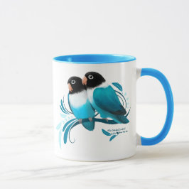 Blauwe gemaskerde kovevogels mok