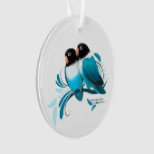 Blauwe gemaskerde kovevogels ornament (voorkant)