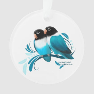 Blauwe gemaskerde kovevogels ornament