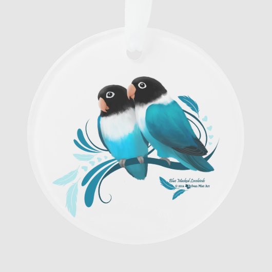 Blauwe gemaskerde kovevogels ornament (voorkant)