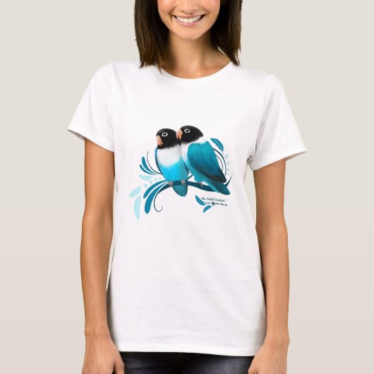 Blauwe gemaskerde kovevogels t-shirt (Voorkant)