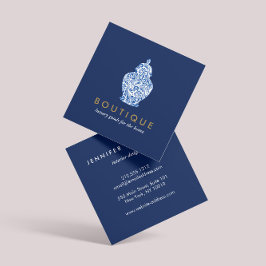 Blauwe gember pot aardewerk Logo Designer Blauw/Wi Vierkante Visitekaartje