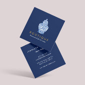 Blauwe gember pot aardewerk Logo Designer Blauw/Wi Vierkante Visitekaartje