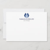 Blauwe gember potjes aardewerk elegante platte not notitiekaartje (Voorkant)