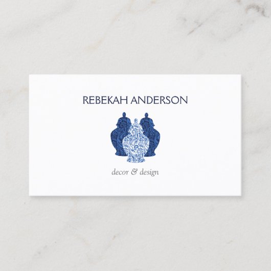 Blauwe gember potten aardewerk elegante interieur  visitekaartje (Voorkant)