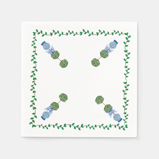 Blauwe Gember Potten Pot Topiary Wijnstof Servet (Voorkant)